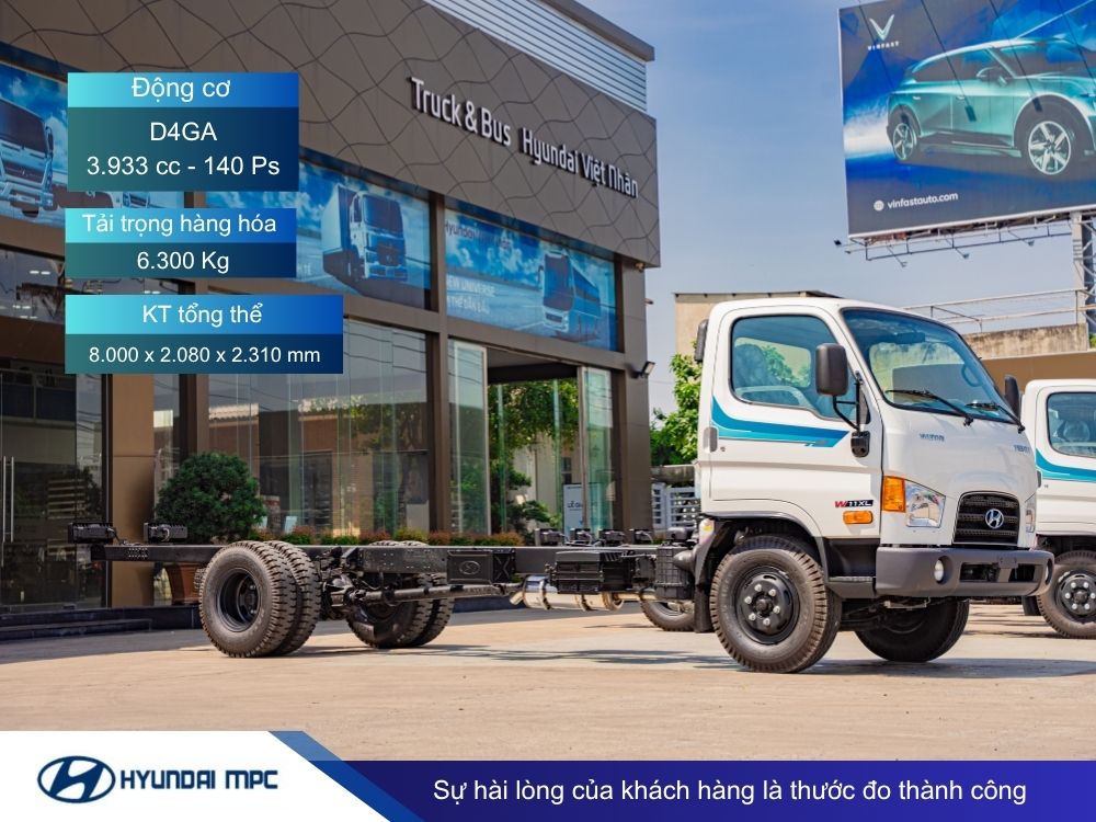 Xe tải Hyundai Mighty W11XL thùng lửng 7T thùng dài 6.3m